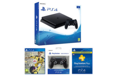 PS4 Slim 1TB Console, FIFA 17, DualShock 4. 1 Year PSN Sub